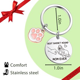 ZNOSVEI Basset Hound Mom Keychain Dog Lover Jewelry Dog Trainer Gift Dog Gift Dog Mommy Gift Dog Hound Owner Jewelry Dog Birthday Party Supplies Gift Christma Jewelry Basset Hound Keychain