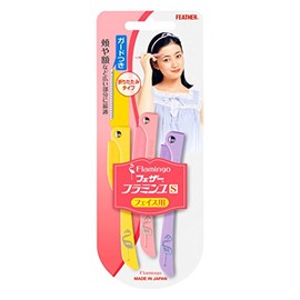 FEATHER Flamingo S for Face Large Areas, Guard Included, 3 Pieces, Made in Japan, Women's Razor Folding Single Item