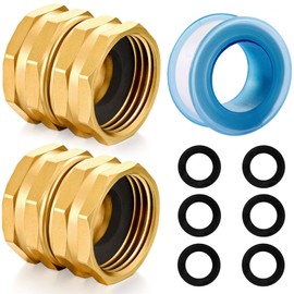 YELUN Solid brass Garden Hose Fittings Connectors Adapter Heavy Duty Brass Repair female to double female faucet leader coupler ​dual water hose connector(3/4"GHT) 2 Pcs