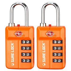 TSA Approved Travel Luggage Locks, Open Alert Combination Lock for School Office & Gym Locker,Toolbox, Pelican Case,Easy Read Dials- 1, 2 & 4 Pack (1, Orange 2PACK)