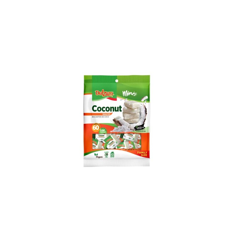 Dulzura Borincana Vegan Coconut Bites Snack Bars (Individually Wrapped), 7.9