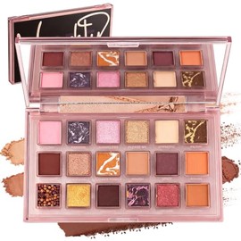 Paleta de sombras de ojos de 18 colores, sombras mate y brillantes de alta pigmentación con espejo integrado, kit de maquillaje de ojos de larga durac