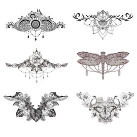 6 Pcs Flower Bird Dragonfly Leaf Tattoo Stickers Butterfly temporary tattoos Christmas temporary tattoos Waterproof Fake Tattoo Extra Large Lasting Tattoo Stickers for Men and Women