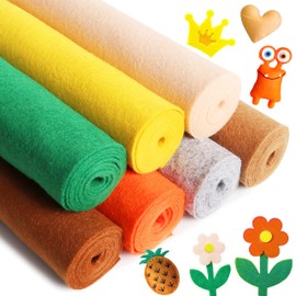 ZAIONE Felt Fabric Sheets Bundle: Autumn Fall Color Soft 7 Rolls 21x90cm Assorted Color Craft Fabric for DIY Craftwork Sewing Patchwork
