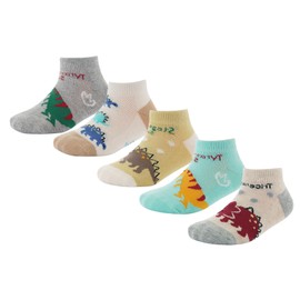 Ciyar Socks for Boys and Girls, Kids, Thin, Ankle Socks, Sports, Summer Use, Cute Animal Pattern, Dinosaur, Mesh, Kindergarten, Elementary School Students, Cotton, Children's Breathable,, Dinosaur C