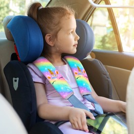 MHJY Seat Belt Pads for Kids Seatbelt Strap Cover 2 Packs Unicorn Car Seat Belt Covers Soft Comfortable Harness Pad for Toddlers Girls Boys Children, Rainbow