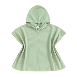 Kids Swim Cover up Girls Boys Waffle Towel Poncho Swimsuit Coverups for Beach, Pool, Bath (Green,7-8 Years)