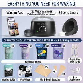 Tress Wellness Deluxe Waxing Kit for Sensitive Skin – Safe for Face & Skin, Prep & Aftercare Spray, Easy to Use – At-Home Kit for Face, Bikini, Brazilian & Full Body, Black & White