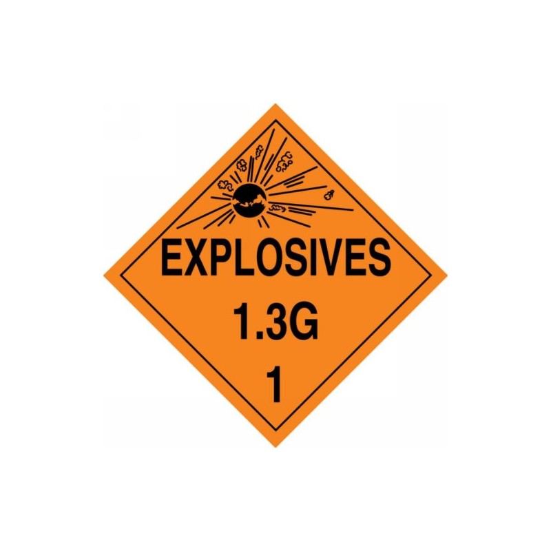 Accuform MPL122VP1 Plastic Hazard Class 1/Division 3G DOT Placard, "Explosives