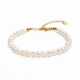 BERGERLIN Pearl Anklet for Men and Women with Gold-Plated Clasp and Certification of Authenticity, Shell