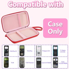 Carrying Case for Texas Instruments TI-84 Plus CE/TI-83 Plus/TI-83 Plus CE/TI-Nspire CX II CAS/TI-Nspire CX II Color Graphing Calculator, Extra Mesh Pocket Fits Charging Cable Charger Manual, Red