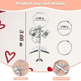 Airplane Keychain Key Chain Charm for Men Women Travel Lovers Earth Camera Keychains Christmas Travel Gifts for Women Men Pilot Flight Attendant Going Away Retirement Gift Coworkers Friend