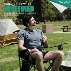SUNNYFEEL XL Oversized Camping Chair 2 Pack, Folding Camp Chairs for Adults Heavy Duty Big Tall 500 LBS, Padded Portable Quad Arm Lawn Chair with Pocket for Outdoor/Picnic/Beach/Sports