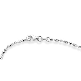 Miabella 925 Sterling Silver Diamond-Cut Oval and Round Bead Ball Chain Anklet Ankle Bracelet for Women, Made in Italy (sterling-silver, Length 11 Inches)