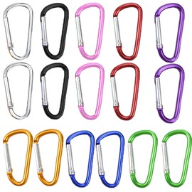 16 Small Mountaineering Buckles - D-Ring Lock duty with Screw Lock Aluminum Alloy Lock Keychain Mountaineering Buckle Hook, Backpack, Keychain, Hiking