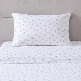 Poppy & Fritz - Full Sheets, Cotton Percale Bedding Set, Crisp & Cool, Ideal Bedding Set (Dolphins, Full)