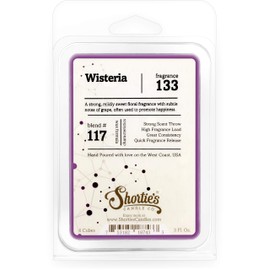 Shortie's Candle Company Pure Wisteria Wax Melts - Formula 117-1 Highly Scented 3 Oz. Bar - Made with Essential & Natural Oils - Flower & Floral Air Freshener Cubes Collection