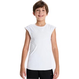 DEVOROPA Youth Boys Football Baseball Padded Shirt Sleevess Compression Shirt Chest Protector Softball Rugby Rib Heart Guard White M
