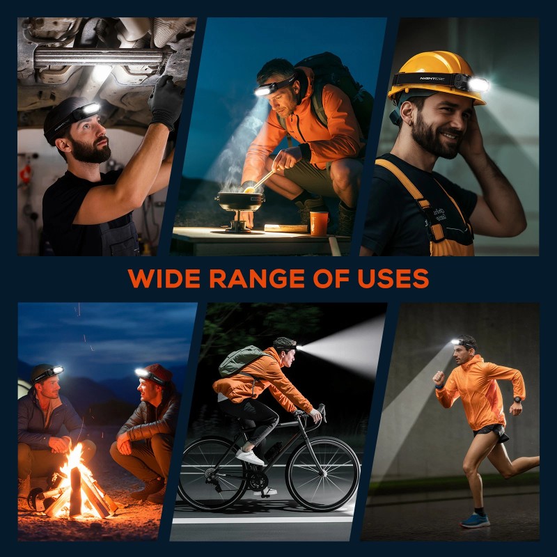 NIGHTEYE 2000LM LED Headlamp Rechargeable Headlight Head Torch Lamp Flashlight