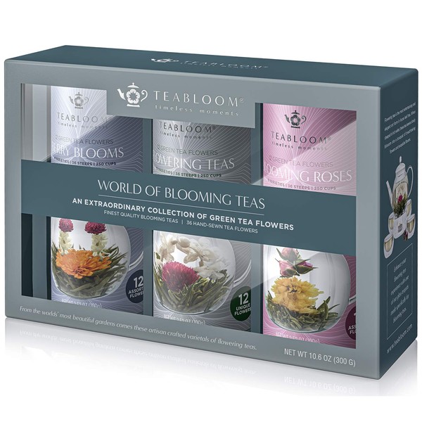 Teabloom Caja de regalo de té con flores florecientes – Juego de regalo de flores de té florecientes más vendidas – al por mayor tés florecientes