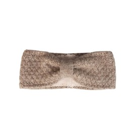 Zwillingsherz Headband with Bow – High-Quality Knitted Headband for Ladies Women Girls – With Fleece – Wool – Ear Protection – Hairband – Warm and Soft for Winter and Spring. - dark beige