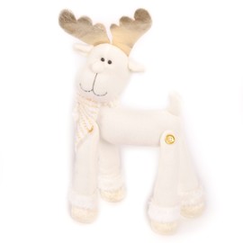 WeRChristmas Reindeer Christmas Decoration - 30 cm, Cream/Gold