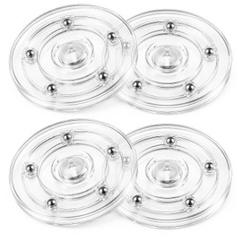 4 Stück Acryl Drehteller Organizer 10 cm Lazy Susan Drehteller Kunststoff | Drehbarer Vorratsschrank Drehlager Durchsichtig Transparentes Drehtablett für Küchen Gewürzregal Gewürze Kosmetik
