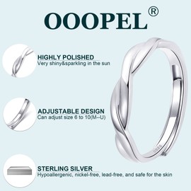 Sterling Silver Adjustable Ring S925 Silver Rings for Women Cubic Zirconia Twist Love Knot Dainty Ring Silver Minimalist Open Finger Rings Silver Thumb Sterling Silver Ring