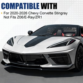 3Pcs Front Lip for 2020-2026 Corvette C8 Stingray Z51 Gloss Black