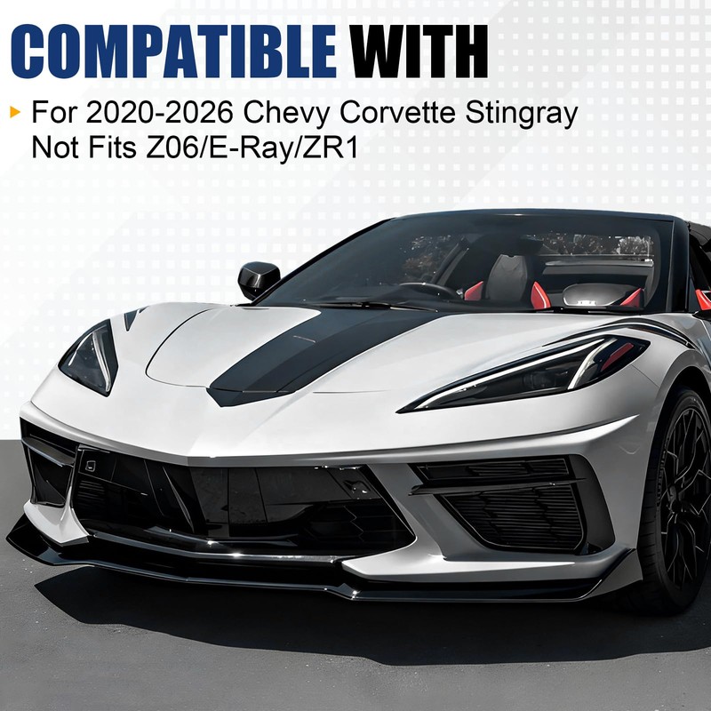 3Pcs Front Lip for 2020-2026 Corvette C8 Stingray Z51 Gloss