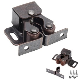 6 Pack Cabinet Latch - Double Roller Catch Hardware for Cupboard Closet Kitchen Cabinet Door Latches and RV Cabinet,Bronze