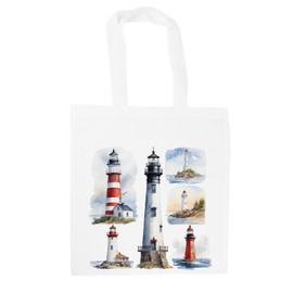Lighthouses Tote Bag - Sailing Boating Coastal Seaside Gift - White Shopping Bag Accessories Present