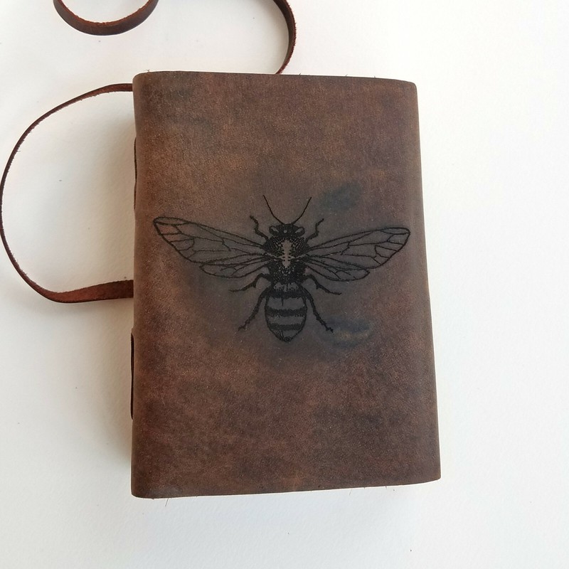Lyoncraft Honey Bee Genuine Leather Journal Free Personalizatio