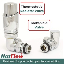 Hot Flow Chrome Cascade Corner Modern TRV Thermostatic Radiator Valve (Pair) Includes A Corner TRV Body & One Lock Shield. for Quick & Easy Temperature Control. Perfect for Energy Saving.
