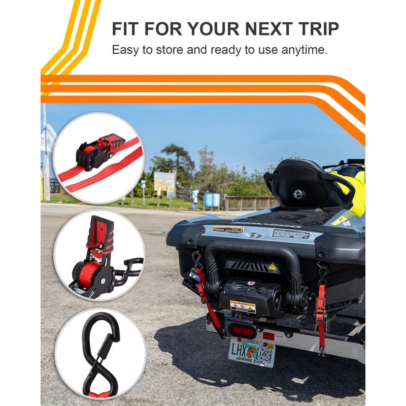 Strapinno Retractable Ratchet Straps - 1 in x 2.5 ft