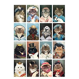 Decoupage Paper Pack (21 Sheets 6"x8") Cats Portraits Antique Victorian Style Portraits by GL Barnes FLONZ Vintage Styled Postcards Cards Pictures for Decoupage, Craft and Scrapbooking