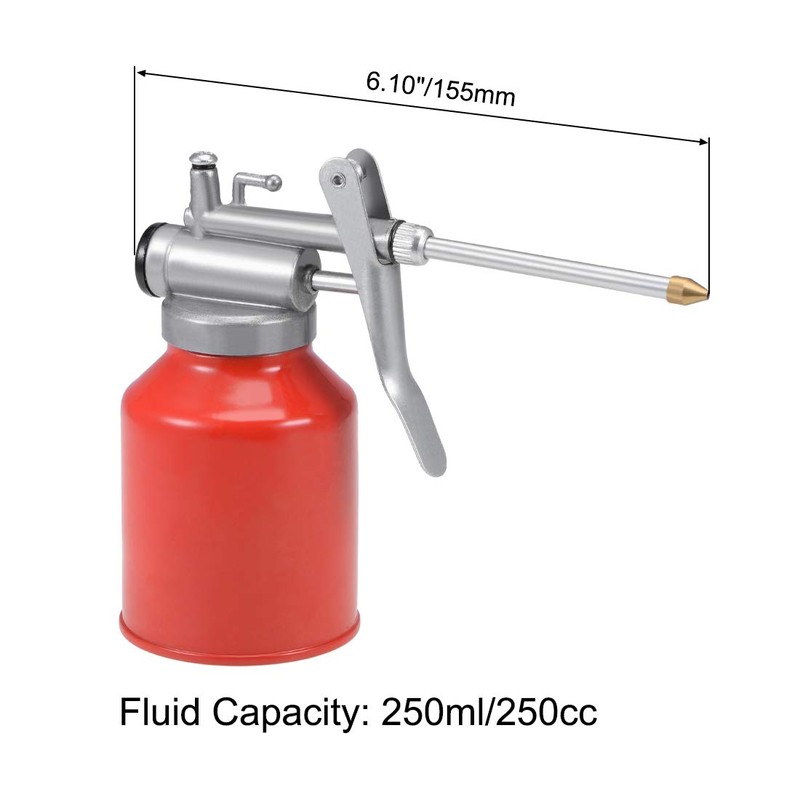 uxcell Oil Can Pump Oiler,250ML Metal High Pressure Oiler Lubrication
