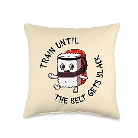 Sushi And Sashimi Gifts & Shirts For Her & Him Kawaii Karate Sushi Nigiri Train Until The Belt Turns Black Throw Pillow, 16x16, Multicolor