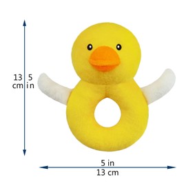 Doindute Baby Duck Soft Rattle Toy, Duck Plush Infant Shaker Rattle Easy-Grasp Stuffed Animal Toy, Gifts for Newborns Babies Toddlers Boys Girls, Yellow, 5 Inches