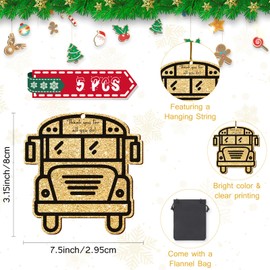 5 Pcs School Bus Christmas Ornaments School Bus Driver Appreciation Gifts Christmas Tree Hanging Ornaments Appreciation Gifts for Christmas Xmas Party Favors Christmas Tree Decorations