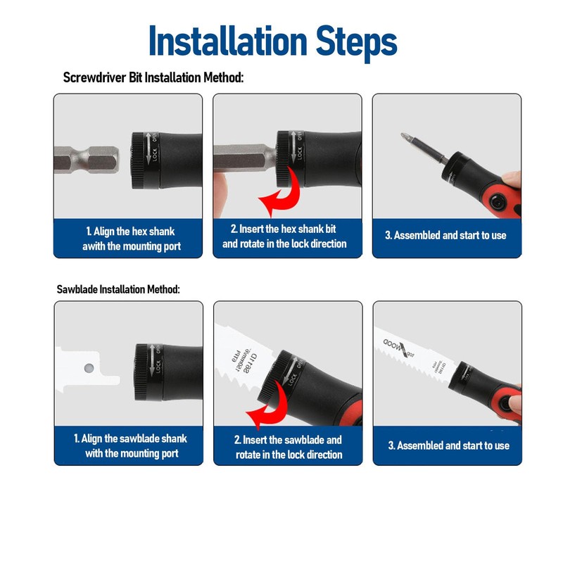 Cordless Reciprocating Saw Set, Compact Saw Kit with Ergonomic Handle,