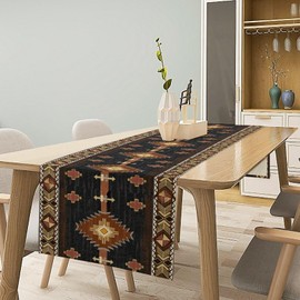 Camino de mesa azteca occidental, clásico abstracto geométrico, rústico, diseño de tribu navajo, para cocina, comedor, cambiador, fiesta, decoración de mesa