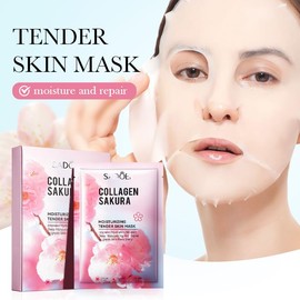 10pcs Sakura Collagen Mask, Moisturising & Refreshing, Tender Skin Mask, Whitening, Strengthening Barrier, Replenishing Moisture