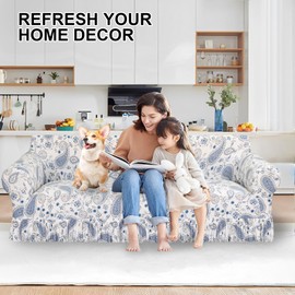 GOSTADY Sofa Cover Slipcover 1 Piece Stretch Printed Couch Covers for 3 Cushion Couch Sofa Pet Friendly Furniture Protector Slipcovers with Skirt for Living Room (3 Seater, Color 5)