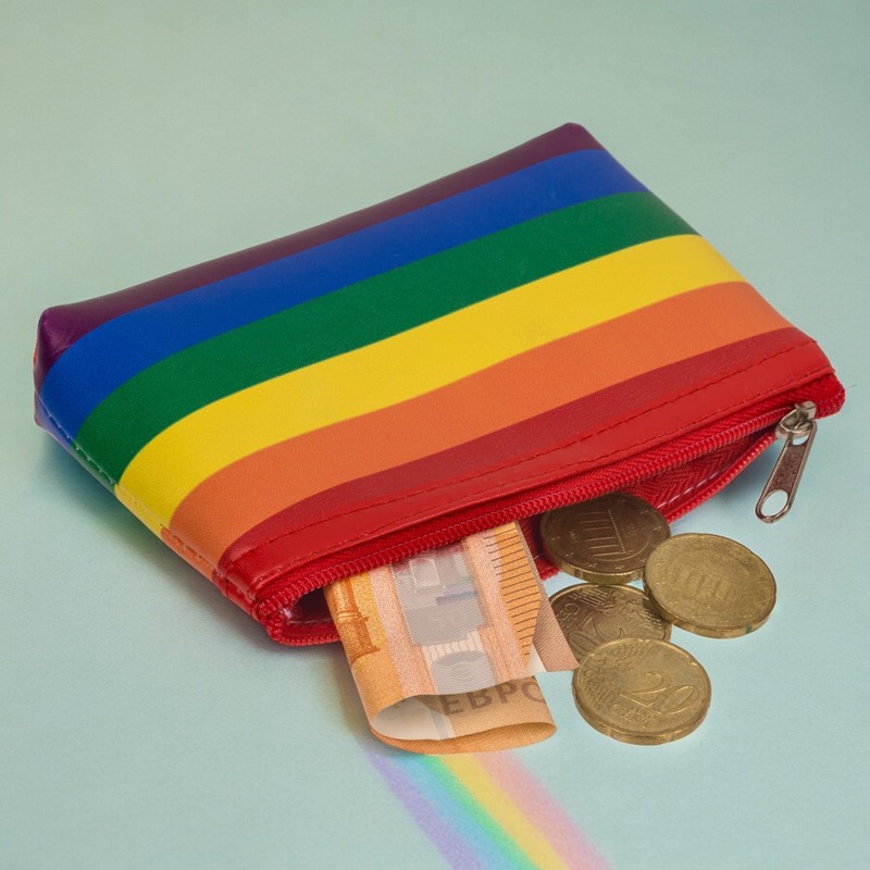 MIJOMA Rainbow Stripe Mini Purse Pride Faux Leather 13x9cm Zip
