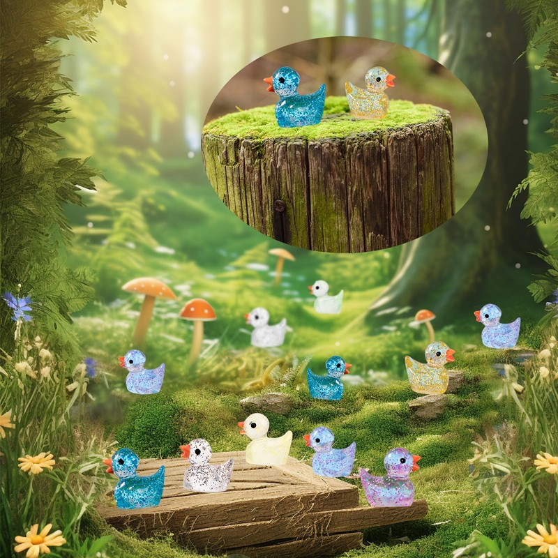 200Pcs Mini Ducks, Mini Resin Ducks Cute Glitter Little Ducks