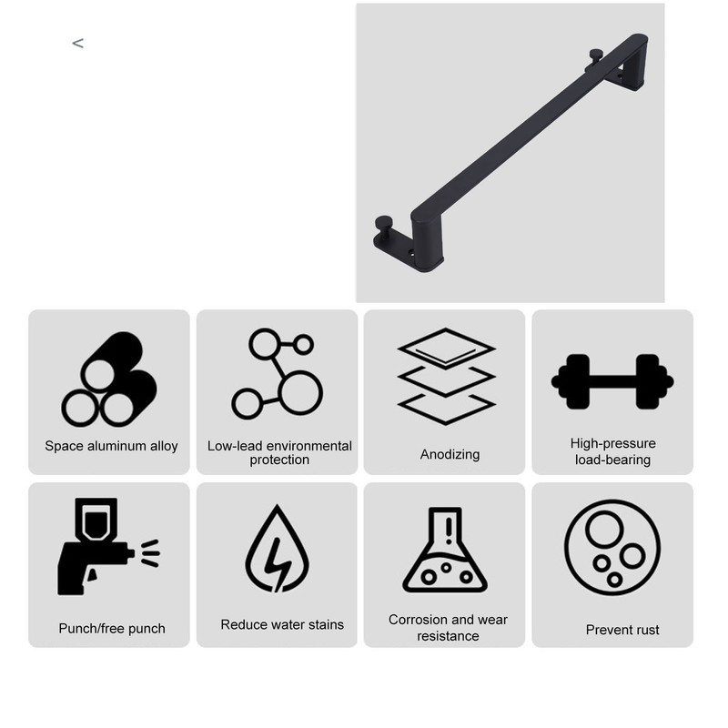 Single Towel Rack Aluminum Alloy 50cm / 20in Wall Mounted