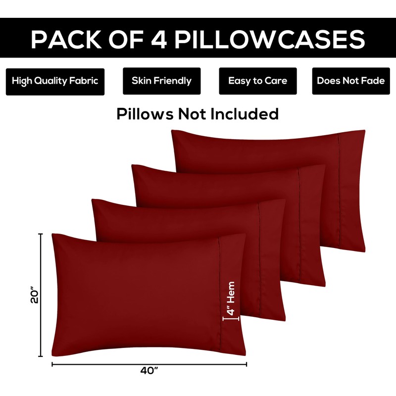 Utopia Bedding Standard Pillow Cases - 4 Pack - Envelope