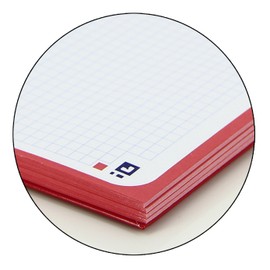 Oxford, Europeanbook 1 A5 Notebook Micro Perforated Notebook Extra Hard Cover 80 Sheets Squared 5 x 5 cm Red