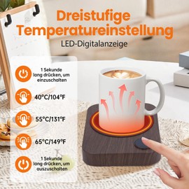 YICHEN Cup Warmer, Electric Coffee Warmer, Drink Warmer, 2-in-1 LED Display & Touch Control, 3 Temperature Levels, Desk Tea Warmer with 4 Hours Automatic Shut-Off for Coffee, Tea, Cocoa, Milk